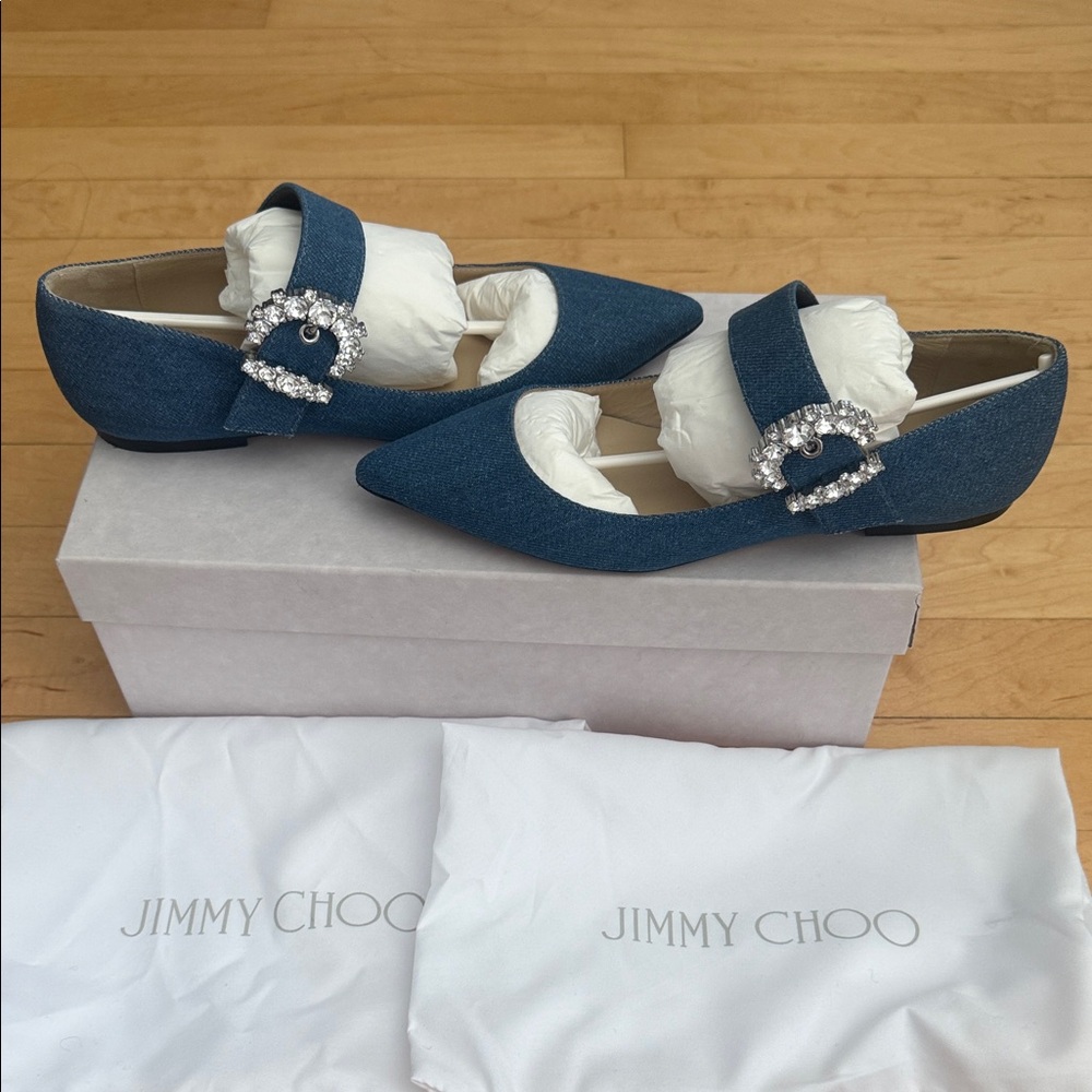 Jimmy Choo Cheri Flat in Denim Blue
